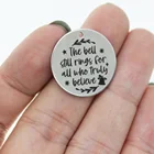 8 шт.22 мм кольца с колокольчиком для всех, кто действительно верит, нержавеющая сталь, лазерная гравировка, Рождественский диск, сообщение, Очаровательная подвеска