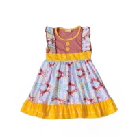 2019 new girl clothing summer brown top rabbit pattern frock boutique infants toddler kids ruffles little girl princess dress
