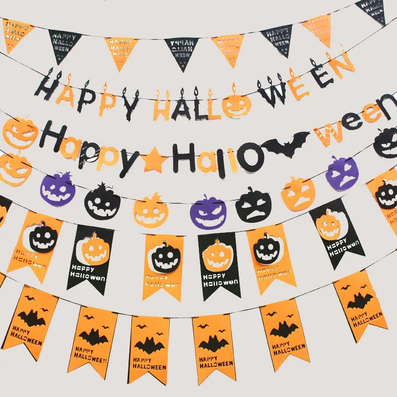 Halloween Decoration Pumpkin Alphabet Non-woven Banner Garland Horror House Bar Party Supplies | Дом и сад