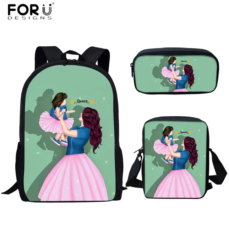 FORUDESIGNS/школьные сумки для супер мамы Harajuku Kawaii рюкзак для детей девочек Повседневный 3 шт. школьные сумки ортопедический рюкзак Mochilas - Цвет: HMA486CEK