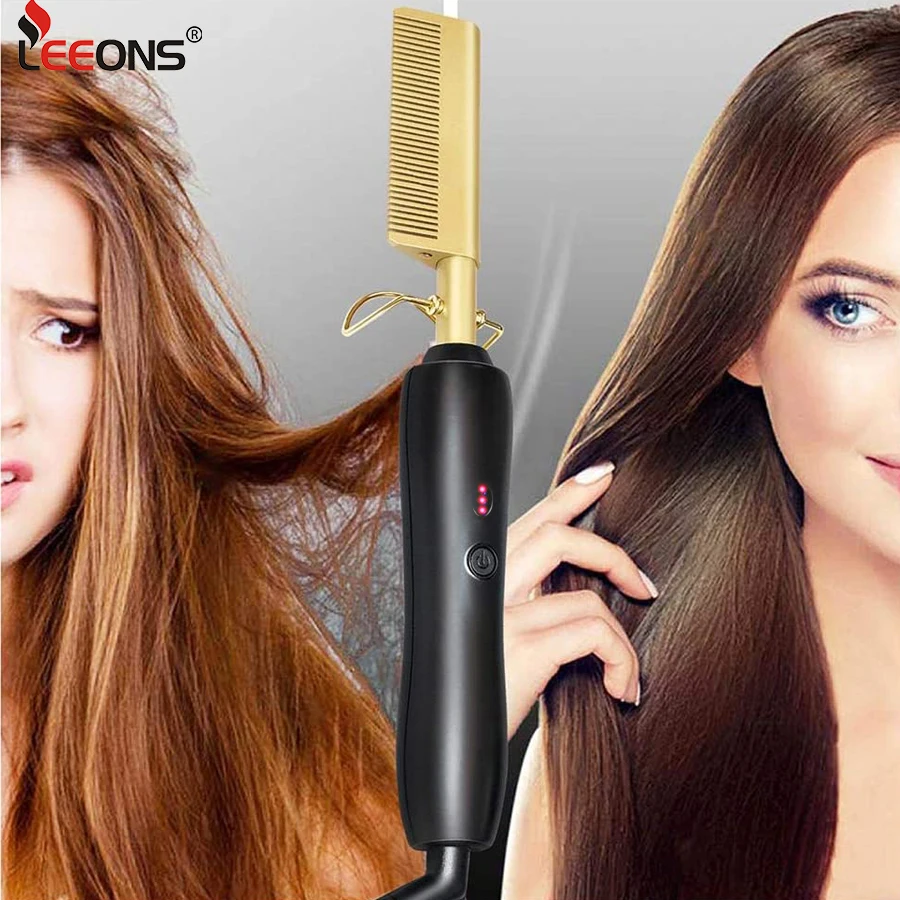 

Leeons Best Quality Straightener Electric Comb Wand Hair Curling Irons Hair Curler Comb Wet And Dry Hair Use Hair Curling Comb