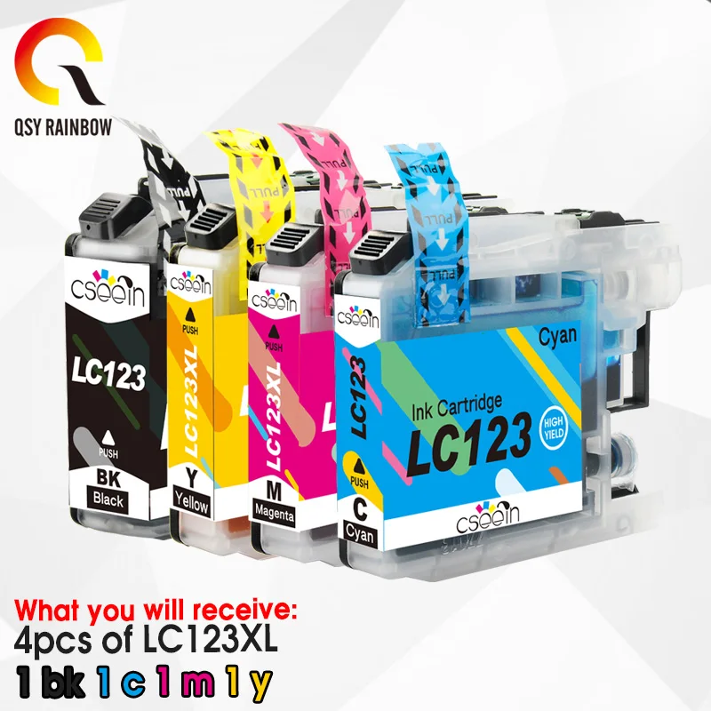 4 шт. совместимые чернильные картриджи для принтера Brother LC123 чернила MFC J4510DW J4610DW