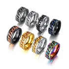 ZORCVENS, новинка 2020, 8 цветов, вращающаяся цепочка, мужские кольца, нержавеющая сталь, ювелирные изделия для снятия стресса, панк, винтажное свадебное кольцо для мужчин