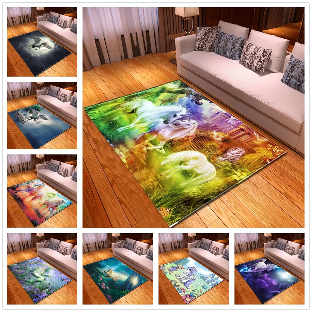 Новый мультяшный ковер с единорогом большого размера детский игровой коврик для