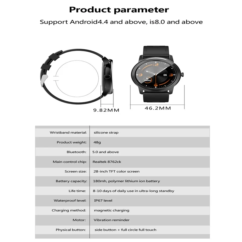 

Men's Smart Watch Workout Waterproof Heart Rate Monitoring Sports Running 5.1BT Wristband Support Wholesale