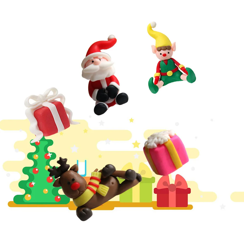 

10pcs Polymer Clay Christmas Cake Ornaments Cupcake Toppers Cake Insert Cake Decorating Picks Christmas Party Favors