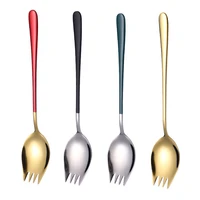 thicken stainless steel fork spoon multi function long handle tableware ice cream teaspoon fruit salad forks kitchen dinnerware