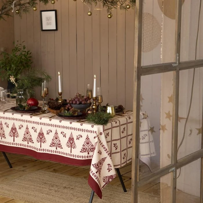 Скатерть "Доляна" Merry Christmas 146х110см 100%хл рогожка 164 г/м2 4980260
