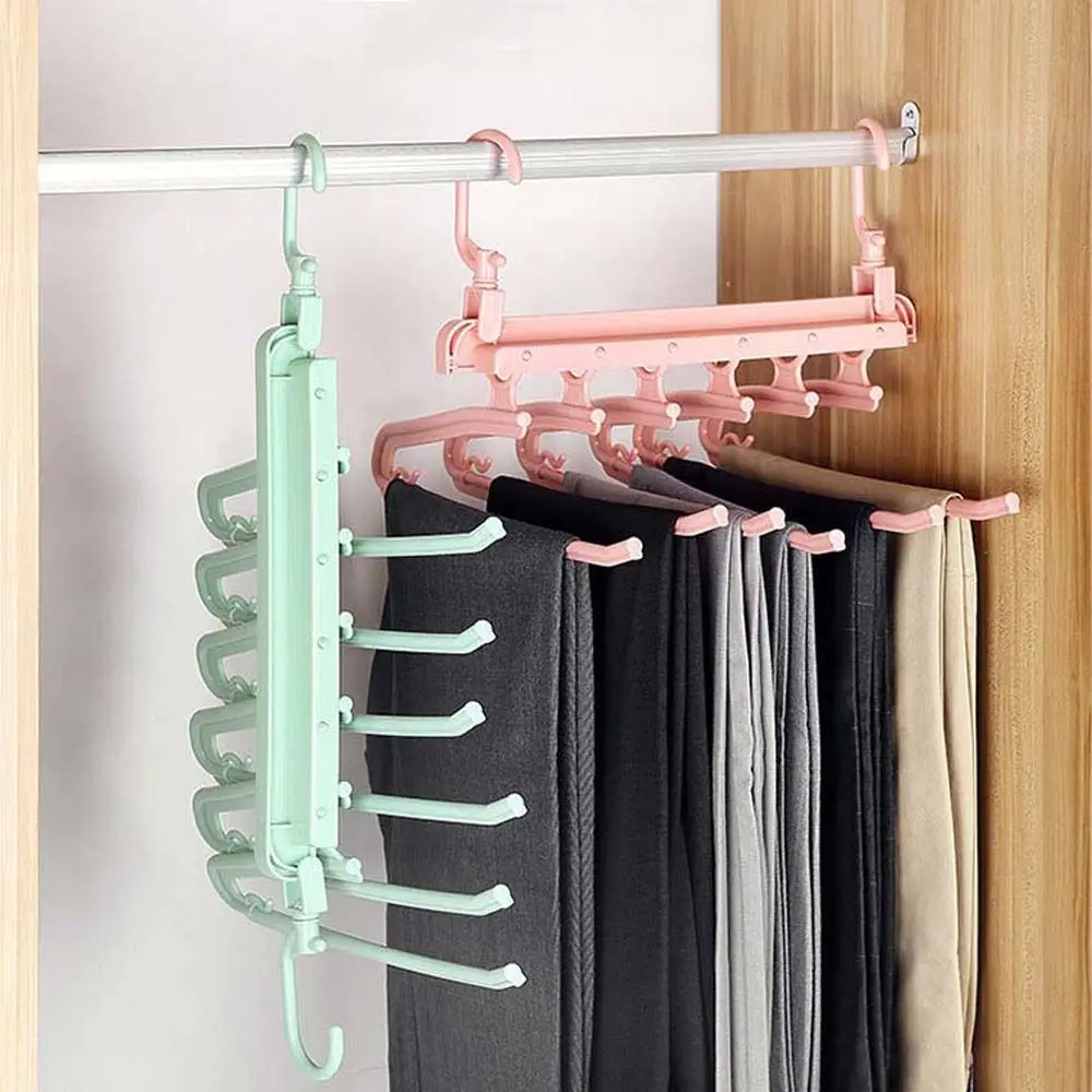 

6 in 1 For Scarf Jeans Hanging Space Saving Sundries Home Storage Shelf Closet Organizer Tie Rack Pants Hanger
