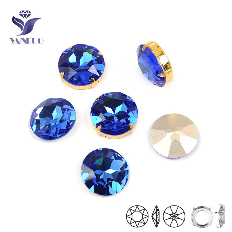 YANRUO 1201 Rivoli 27 мм сапфировые Стразы голубые Аппликации для шитья стекла