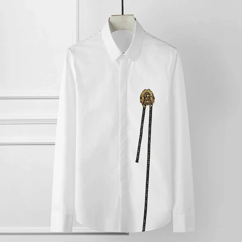 Брендовая мужская рубашка 2019 высококачественные деловые мужские классические