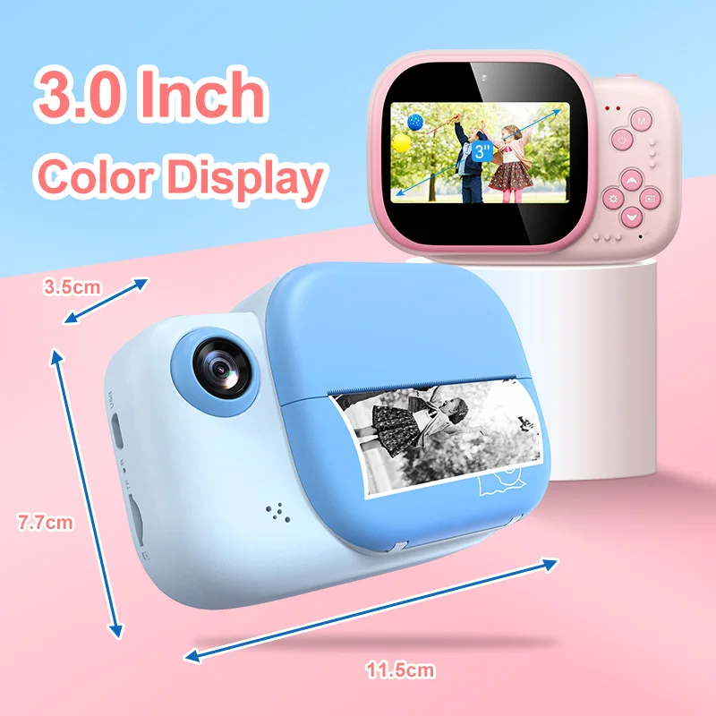 Детская моментальная камера с двумя экранами 3 дюйма HD, 1200W пикселей, цифровая камера с режимом интервальной съемки для детей в качестве подарка на день рождения, для девочек, игрушка.