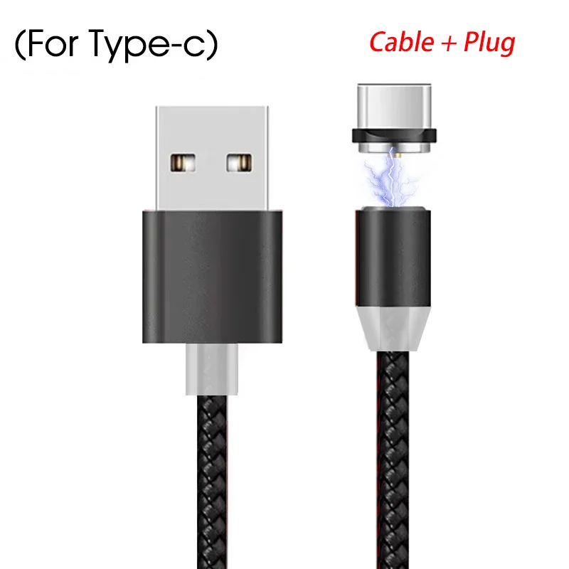 For Type C Black 1M 2M Magnetic Micro USB Cable For Samsung Android Mobile Phone Type-c Charging For Redmi Note 7 8 Pro Magnet Charger Wire Cord - Цвет: For Type C Black