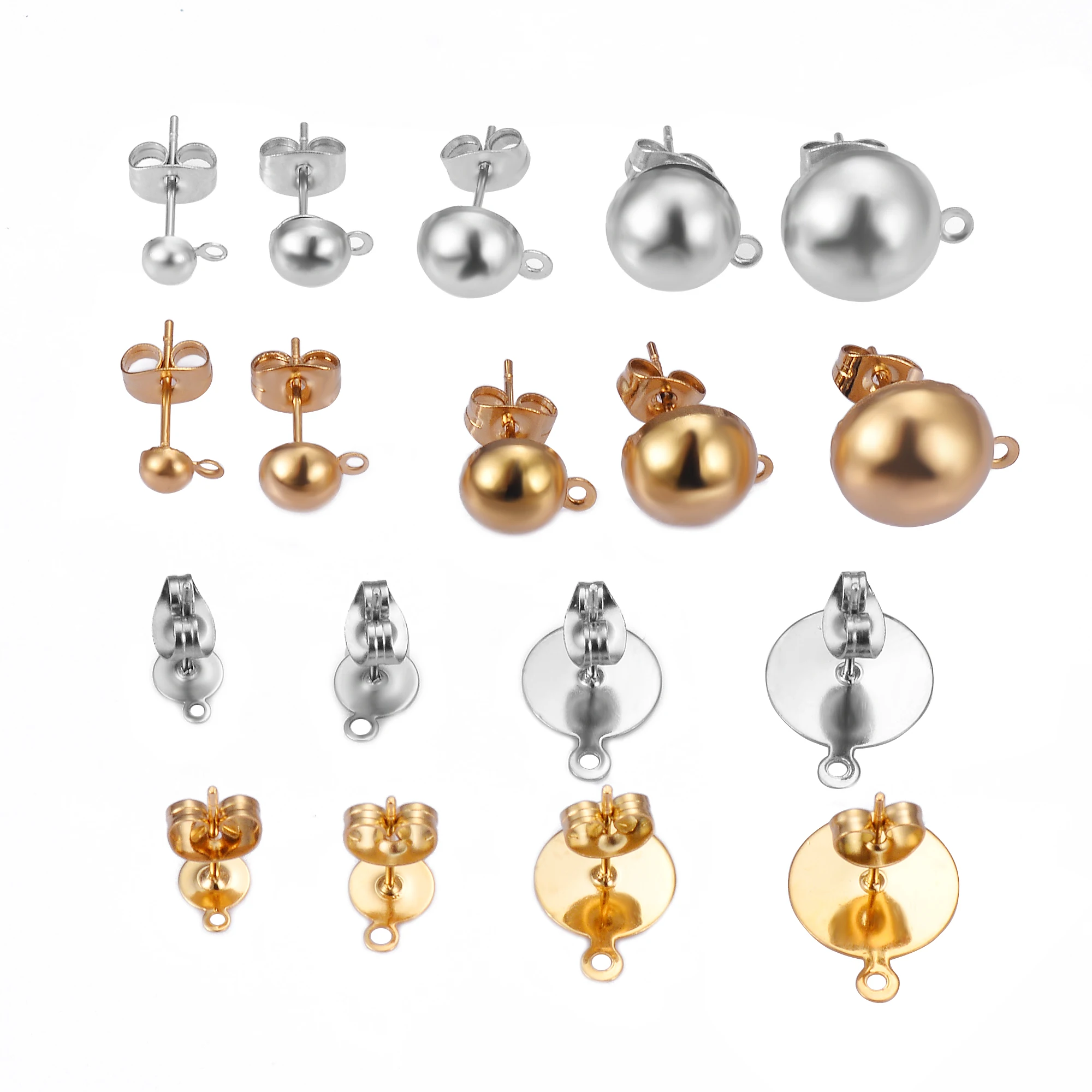 20 штук нержавеющая сталь серьги стержни материалы золотых и серебряных тонов