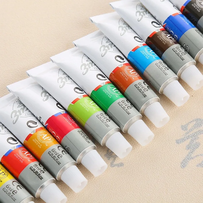 

12 Colors Professional Acrylic Paint 6ml Drawing Painting Pigment Hand-painted for Kids DIY Artist