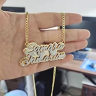 2 имена ожерелье двойное позолоченное табличка 3D ожерелье ожерелья на заказ ожерелье с именем s и сердцем кубинская цепь ожерелье