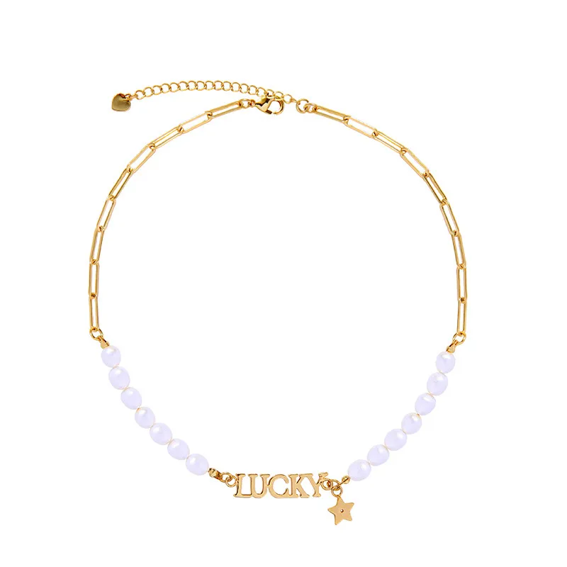 

kshmir Classic alphabet pendant luxury baroque pearl necklace for women with high trend unusual accessories jewelry gift