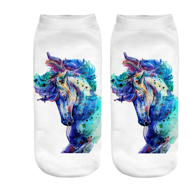 Новинка 3D принт единорог прямые короткие носки для мужчин и женщин полиэстер