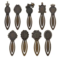 3pcsset vintage ancient bronze sword lace cabochon base settings fashion rectangle bookmark tray for handmade jewelry making