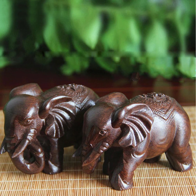 Wealthy Fortion Elephant Crafts Wooden Mini Statue Figurines Fengshui Ornament Home Wedding Party Decor Gifts Souvenir | Дом и сад