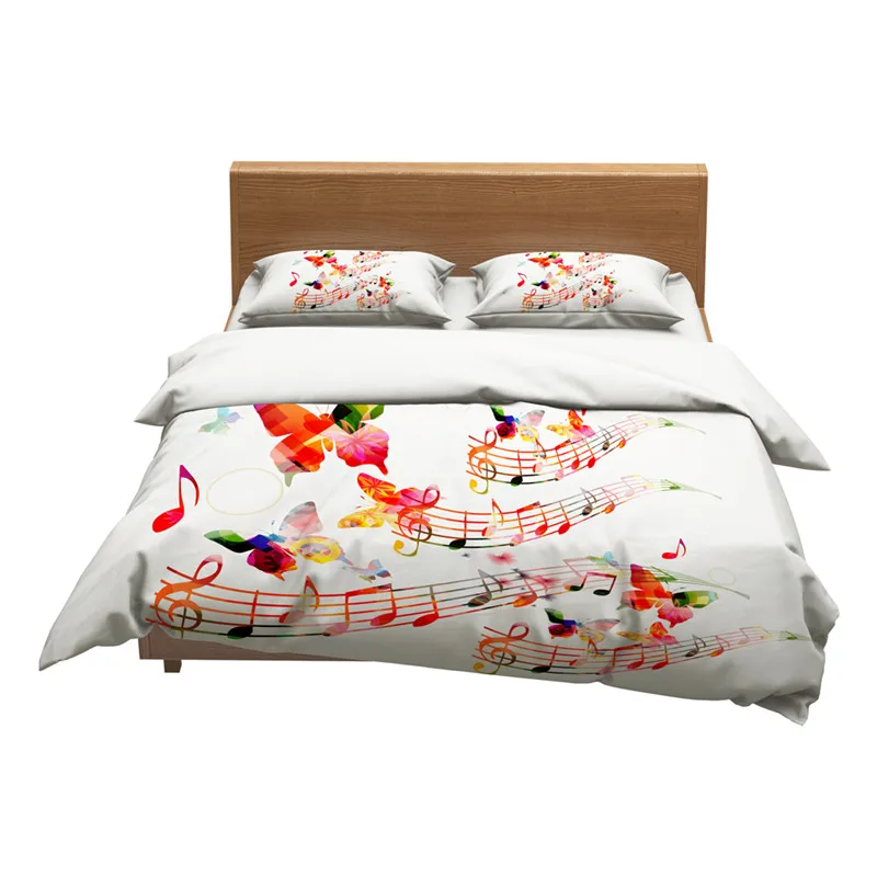 

3D color notes music bedding digital printing quilt cover pillowcase bedding single double bed set home textiles