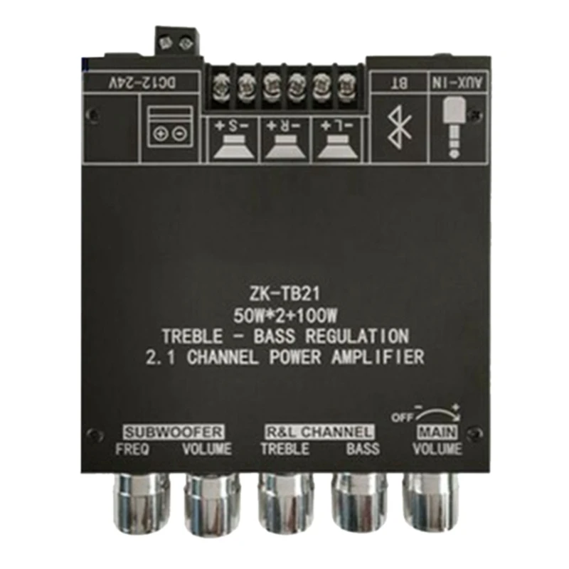 

ZK-MT21 Плата усилителя звука 50 Вт x 2 + 100 Вт 2,1 канальный цифровой усилитель мощности, сабвуфер, плата стереоусилителя звука