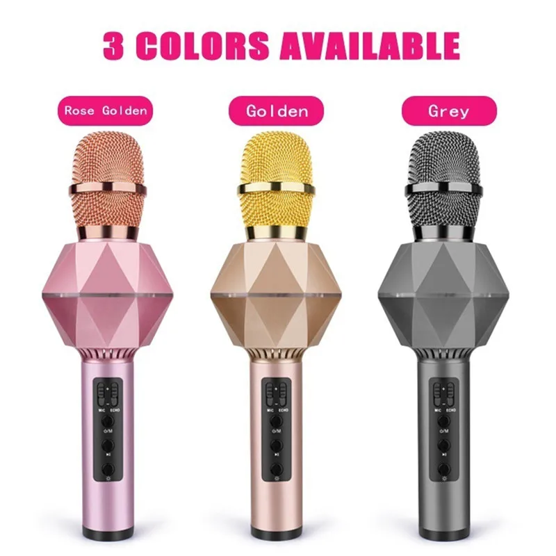 

Portable Wireless Bluetooth Microphone Multi-function Karaoke Microphone Fashion Wireless Karaoke Microphone Diamond Style