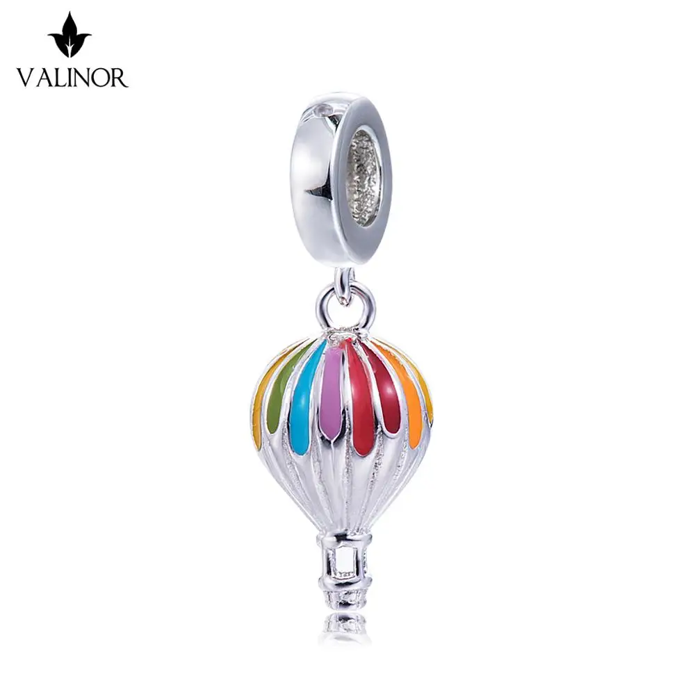 Видео! Тепловой аэростат Радуга серебряные бусины 925 пробы Подвески fit Браслеты