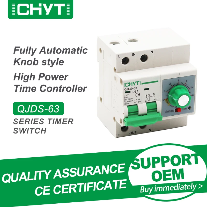 

Free Shipping CHYT QJDS-63 Circuit Breaker AC 230V 63A 0-60 Min 0-6 Hours Knob Style Fully Automatic High Power Time Controller