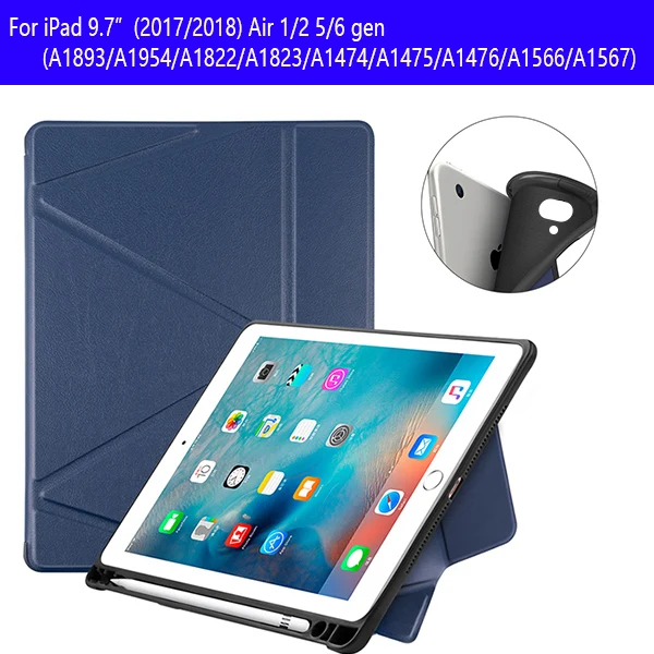 18IPAD97 BXJG DBU Чехол для планшета для ipad 9,7, силиконовый чехол для ipad 9,7, чехол из ТПУ с держателем для карандашей - Цвет: 18IPAD97 BXJG DBU