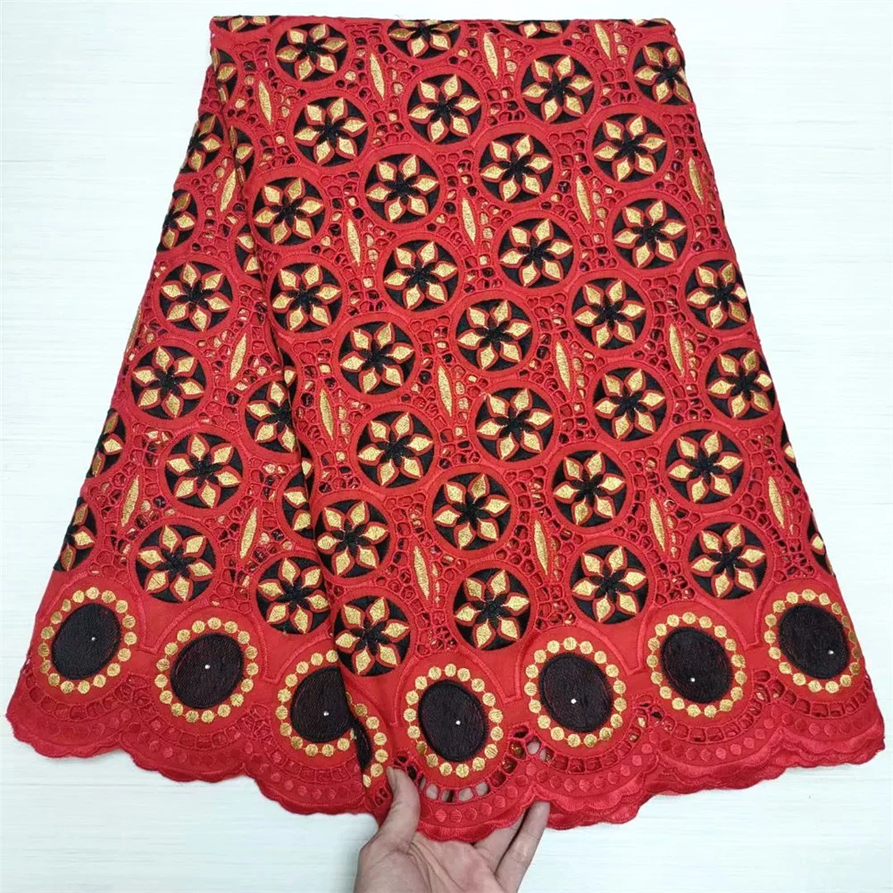 

Yellow Eyelet Cotton Fabric Embroidery Swiss Voile Lace In Switzerland 2021Hot Sale Dry Cotton For Nigerian Cloth Sewing V805