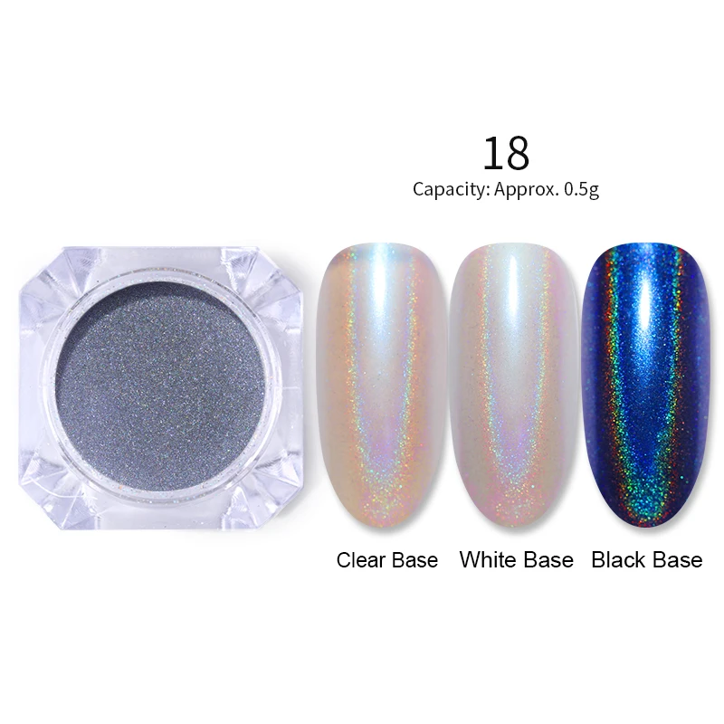 Holographic-0.5g BORN PRETTY Neon Mirror сверкающая голографическая пудра ультра-тонкий дизайн ногтей Блестящий порошок хромового пигмента пыль чистый цветной гель для ногтей - Цвет: Holographic-0.5g