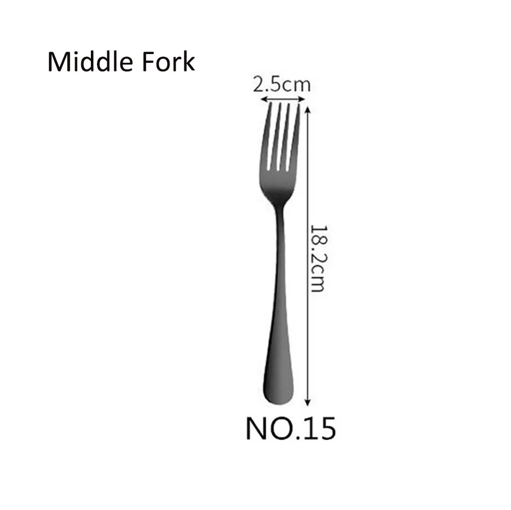 NO15 Middle Fork Обеденный из нержавеющей стали вилка Корея красочные десерт пирог вилка длинная ручка Золотой синий черная Вилка Набор для отеля вечерние Прямая - Цвет: NO15 Middle Fork