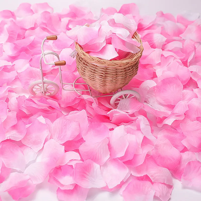 

1bag/pack Light Pink Artificial Rose Petals Non-woven Fake Flower Wedding Decoration Proposal Birthday Stage Layout Hand Flower