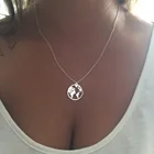Женское Ожерелье SMJEL из нержавеющей стали с подвеской в виде карты мира, подарок на День Земли, страсть к путешествиям, шар, ювелирное изделие, женское колье 2019