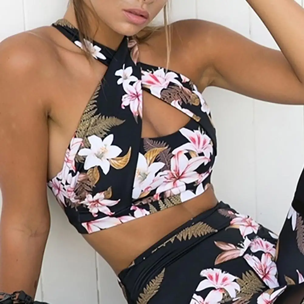 Спортивный жилет пуш-ап с перекрестными лямками и цветочным принтом | Спорт