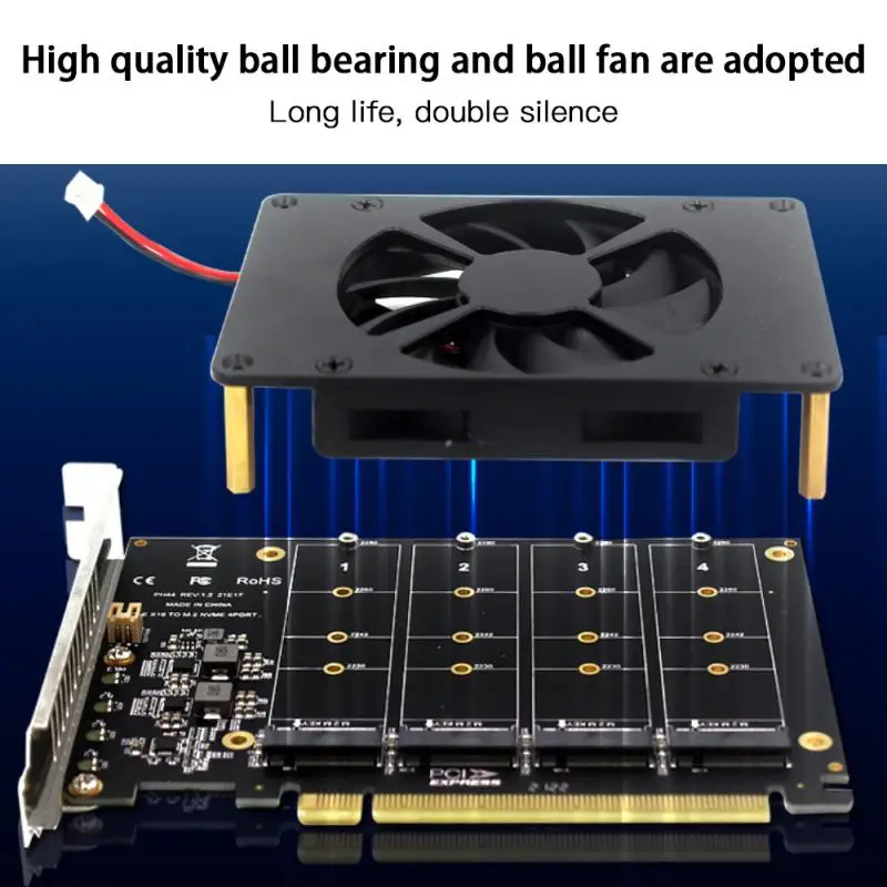 Плата расширения SSD RAID Array адаптер для материнской платы PCI-E Split Card PCI-EX16 NVME M.2 MKEY