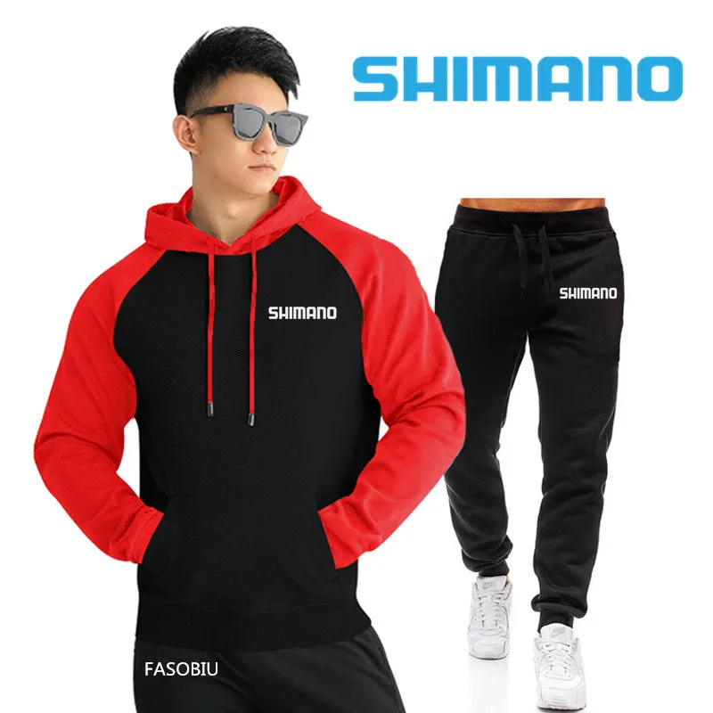 

New Shimano Autumn Winter 2021 Fishing Suit Cotton Outdoor Camping Hiking Sport Set Patchwork Clothes Fishing Hoodies Pants Suit