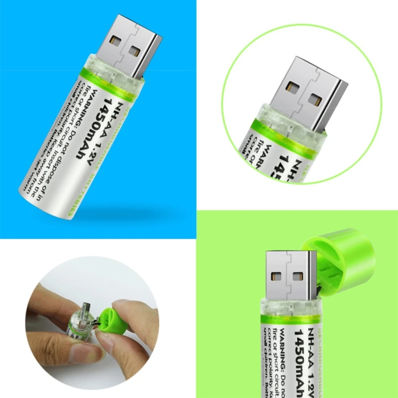 2pcs 1,2 V 600/1450 mAh USB AA перезаряжаемый аккумулятор NiMH для игрушек дистанционный Tourch 77UA
