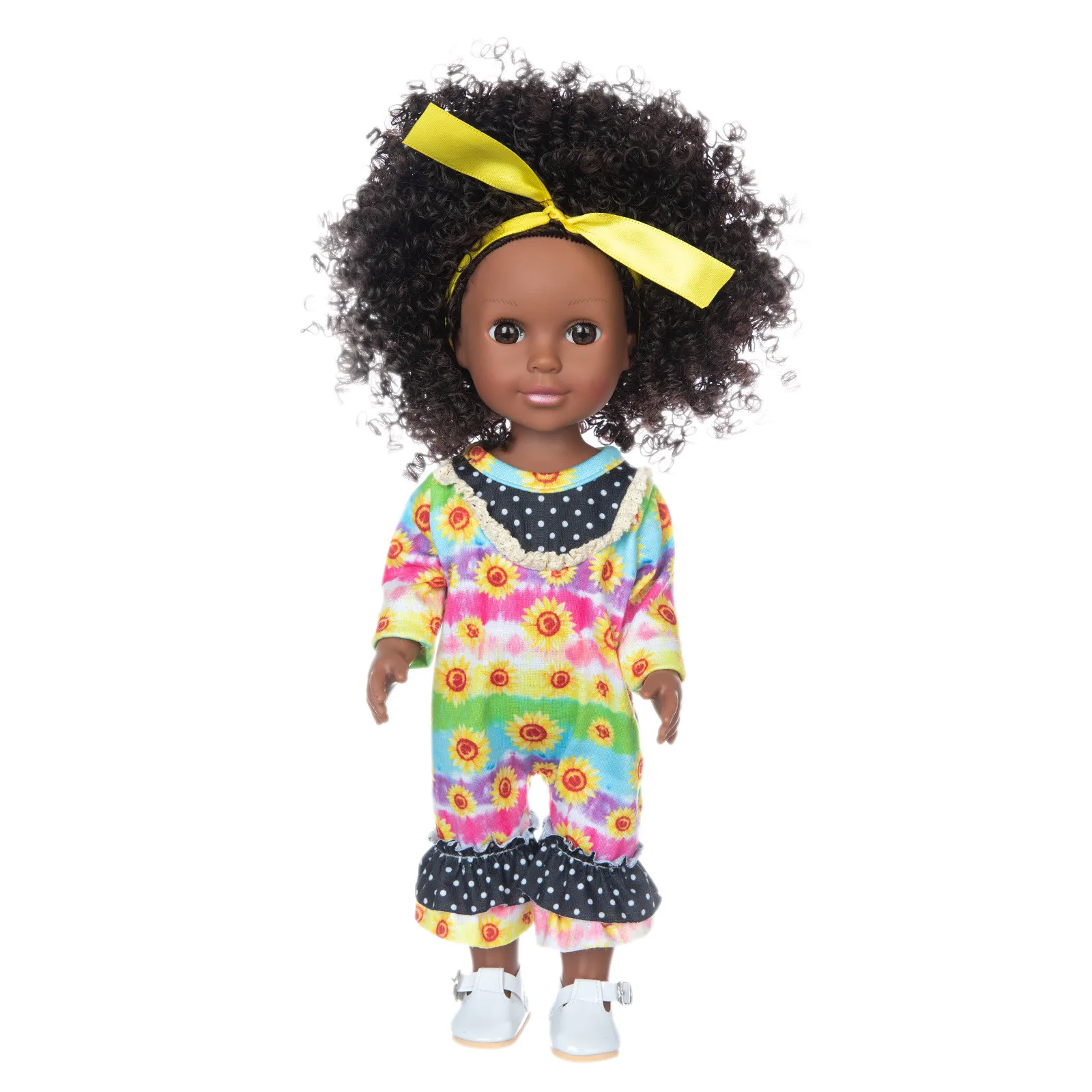 

Black African Black Baby Cute Curly Black 14Inch Vinyl Baby Toy Action & Toy Figures Kids Toys Black Doll funny gifts