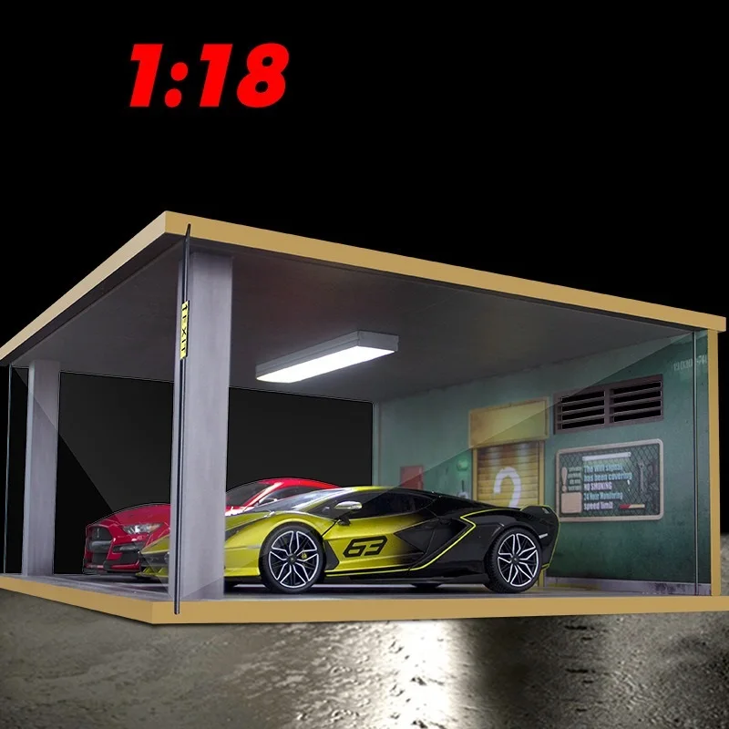 

1:18 Simulation Parking Lot Model Three-dimensional Simulation Double Parking Garage Display Box Car Model Acrylic Storage Box