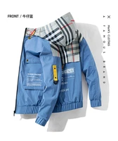 track america loose men new large europe autumn and fashion jacket cargo size field hooded stitching and jacket men field new l