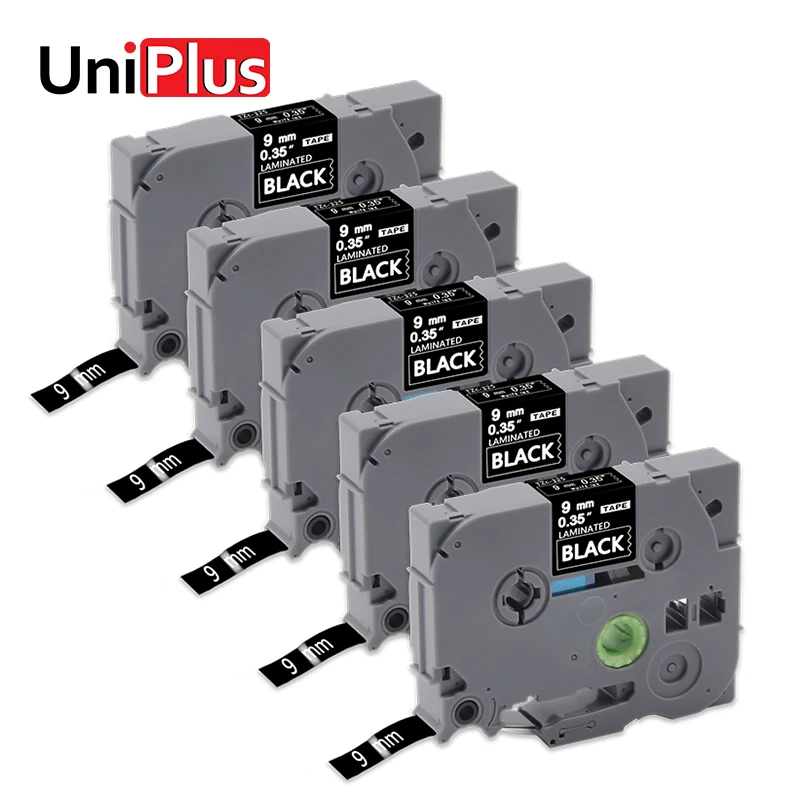 UniPlus 5PK TZe 325 tz 9 мм ленты для этикеток Brother tze белый на черном производитель P