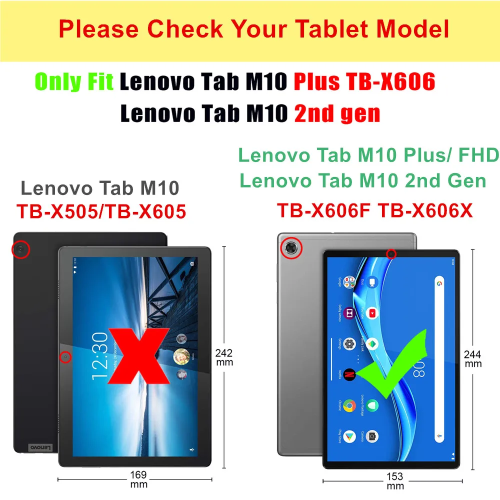 Чехол для Lenovo Tab M10 Plus Fhd чехол с откидной крышкой планшета диагональю 10 3 дюйма Tb