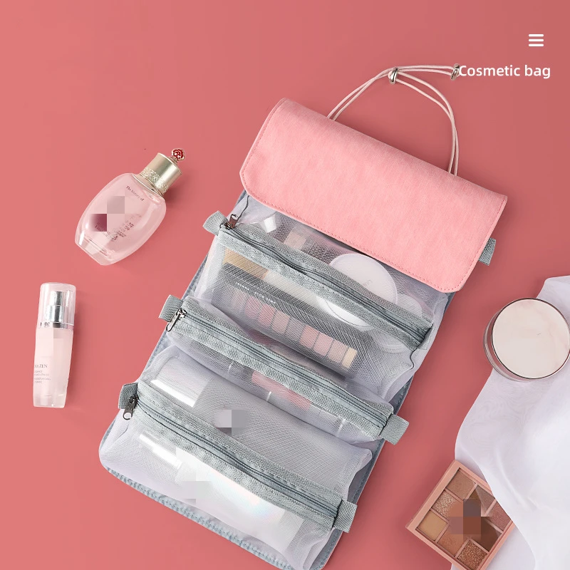 

New Portable Women's Cosmetic Bag Organizer Travel Toiletry Wash Organizer Shower Bags Accessories Storage Baskets Makeup Bag