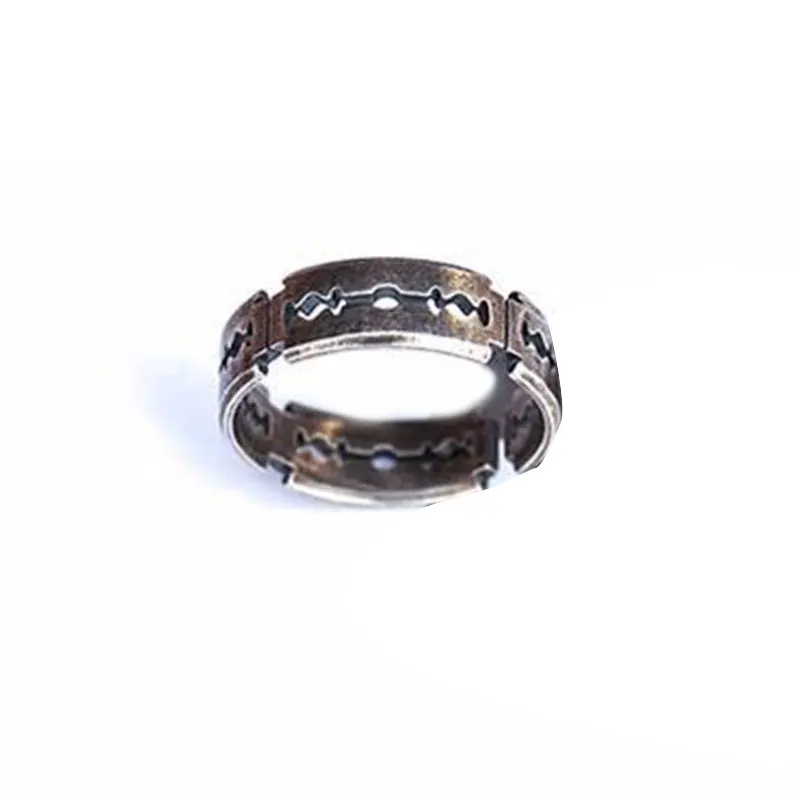 Exaggerated Open Ring Titanium Steel Blade Men Rock Punk Razor Stainless Ladies Adjustable Jewelry Gifts | Украшения и аксессуары