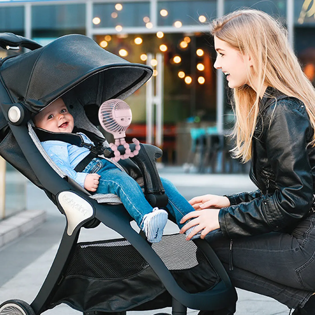

Portable Hanging Octopus Shape Stand Adjustable Handheld USB Charging Clip Charging Fan Cooler for Baby Stroller Student Use