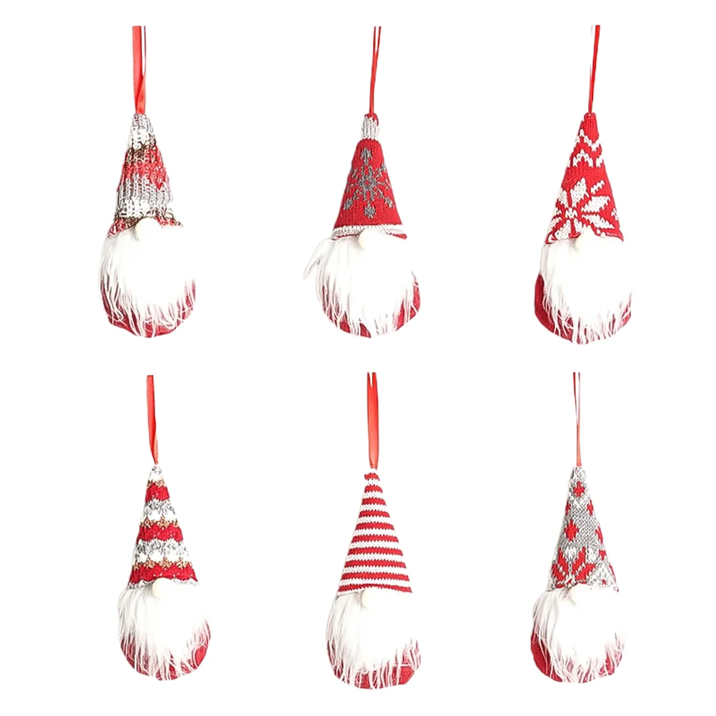 

1 Set 6 Pcs Christmas Tree Pendants Lovely Mini Gnome Doll Decorations