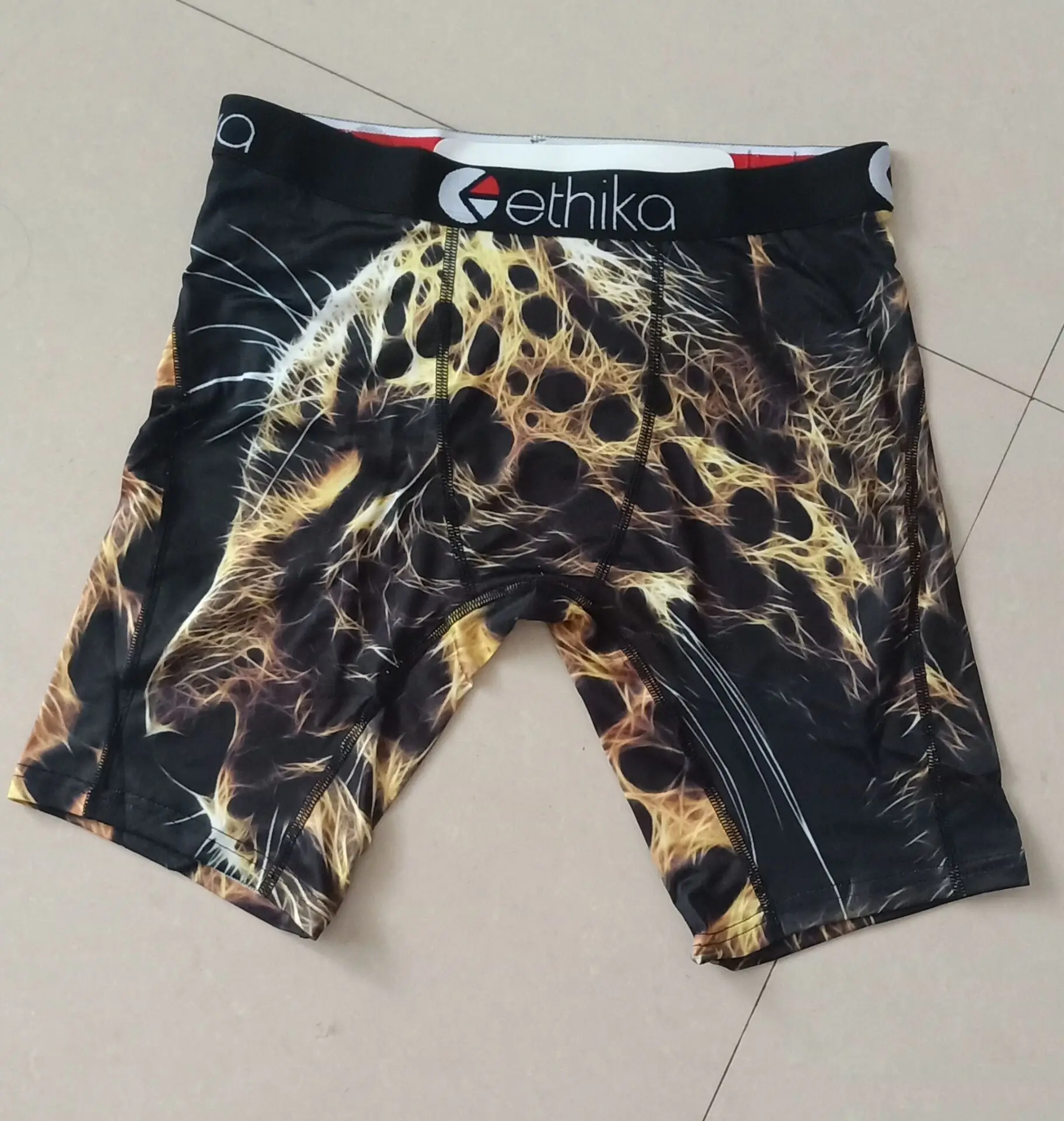 Ethika, мужское нижнее белье до колен, хипстер, хип-хоп, уличная одежда, мужские боксеры, быстросохнущие, модные, дышащие, длинные, для ног, боксеры для женщин - Цвет: Золотой