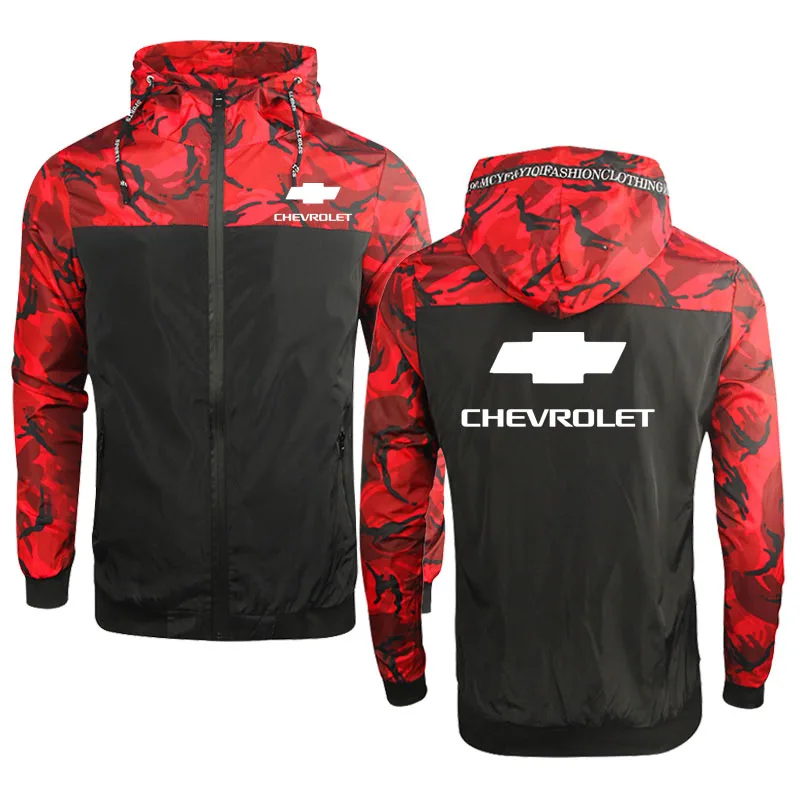 

Fashion casual Men's Jacket Chevrolet Car Logo Printing Casual Camouflage Sports jacket Cotton High Quality Men Clothing